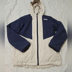 North Face Girl's Insulated Jacket Navy Beige Size M 10-12‎